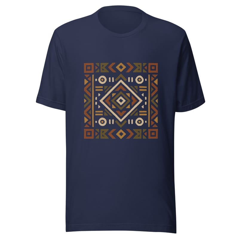 Unisex t-shirt Bold African Geometric Harmony in Earthy Tones-Original - Image 2