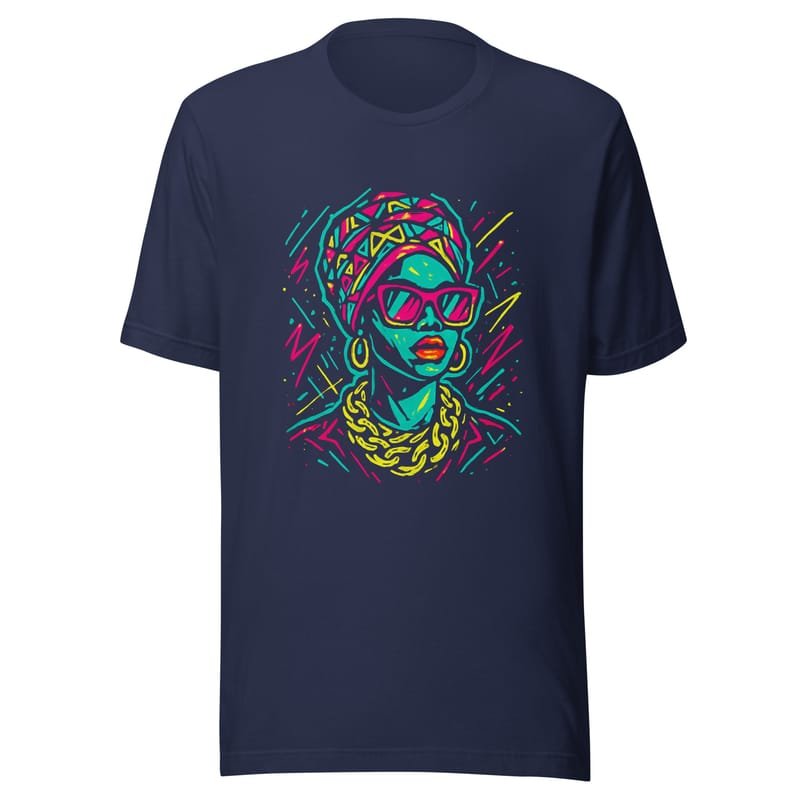 Unisex t-shirt Neon Queen_ Vibrant Afro Streetwear Glow-Original - Image 4