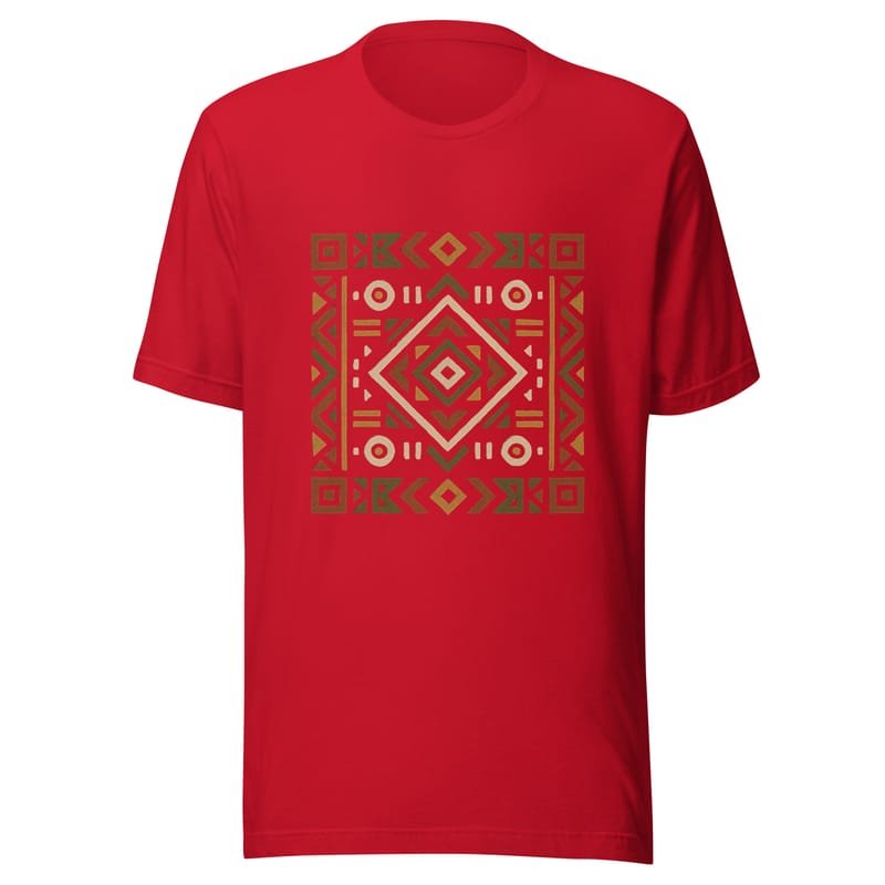 Unisex t-shirt Bold African Geometric Harmony in Earthy Tones-Original - Image 4