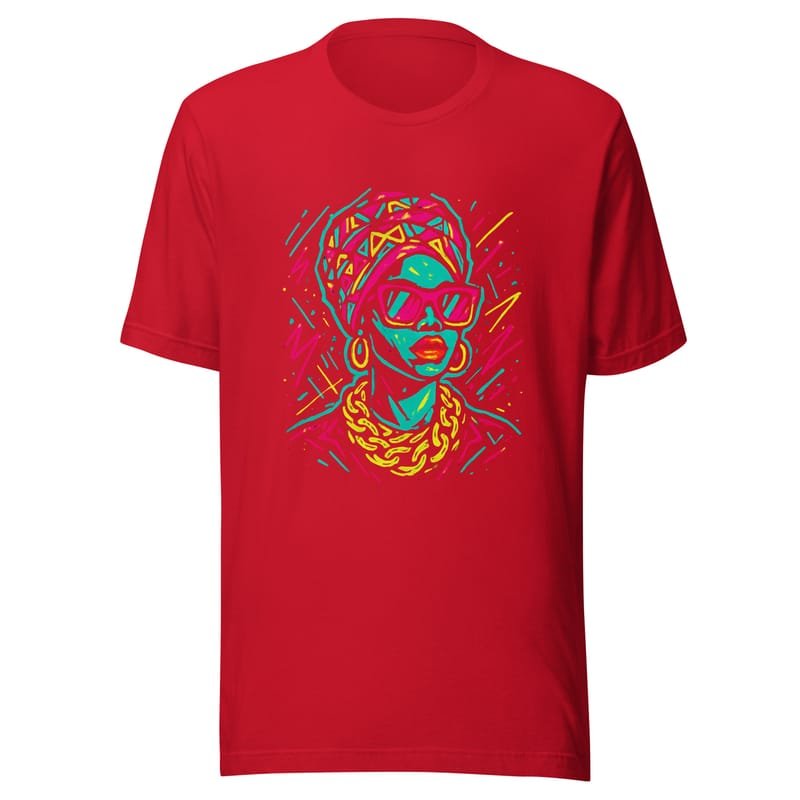 Unisex t-shirt Neon Queen_ Vibrant Afro Streetwear Glow-Original - Image 7