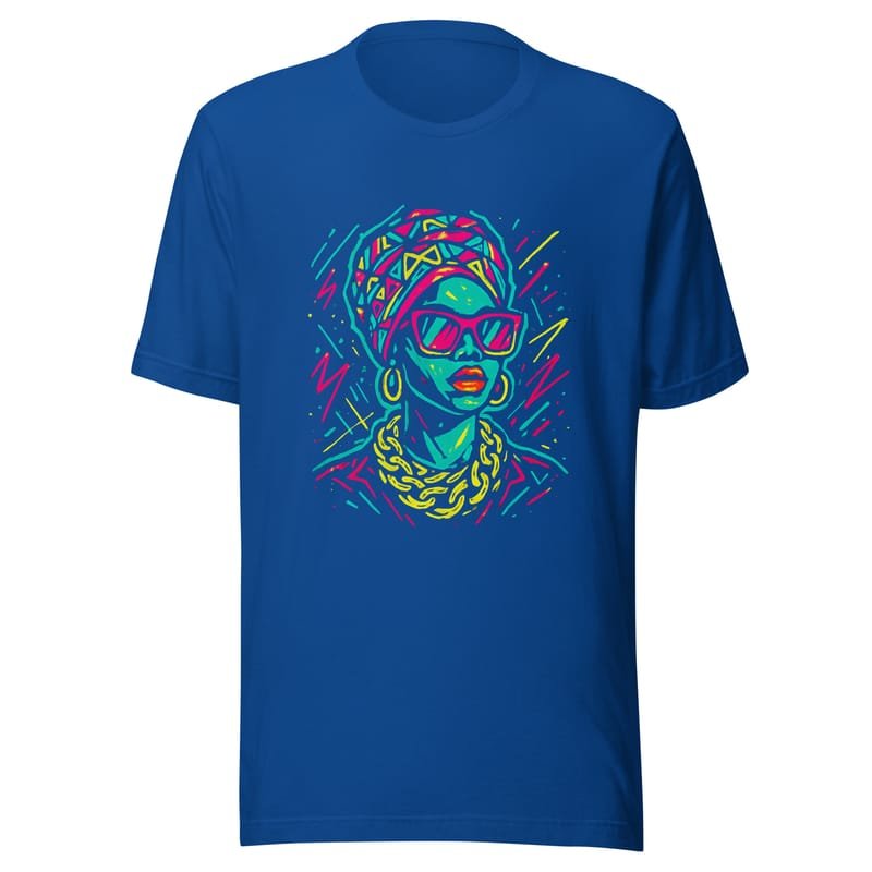 Unisex t-shirt Neon Queen_ Vibrant Afro Streetwear Glow-Original - Image 8