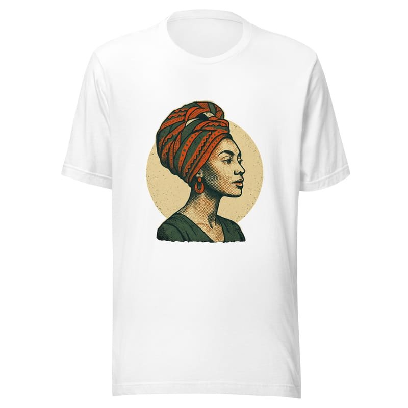 Unisex t-shirt Poised Lady in Vibrant African Wax Turban-Original - Image 10
