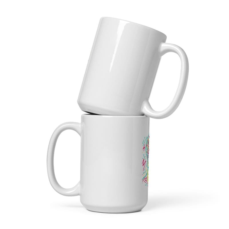 White glossy mug Neon Queen_ Vibrant Afro Streetwear Glow-Original - Image 2