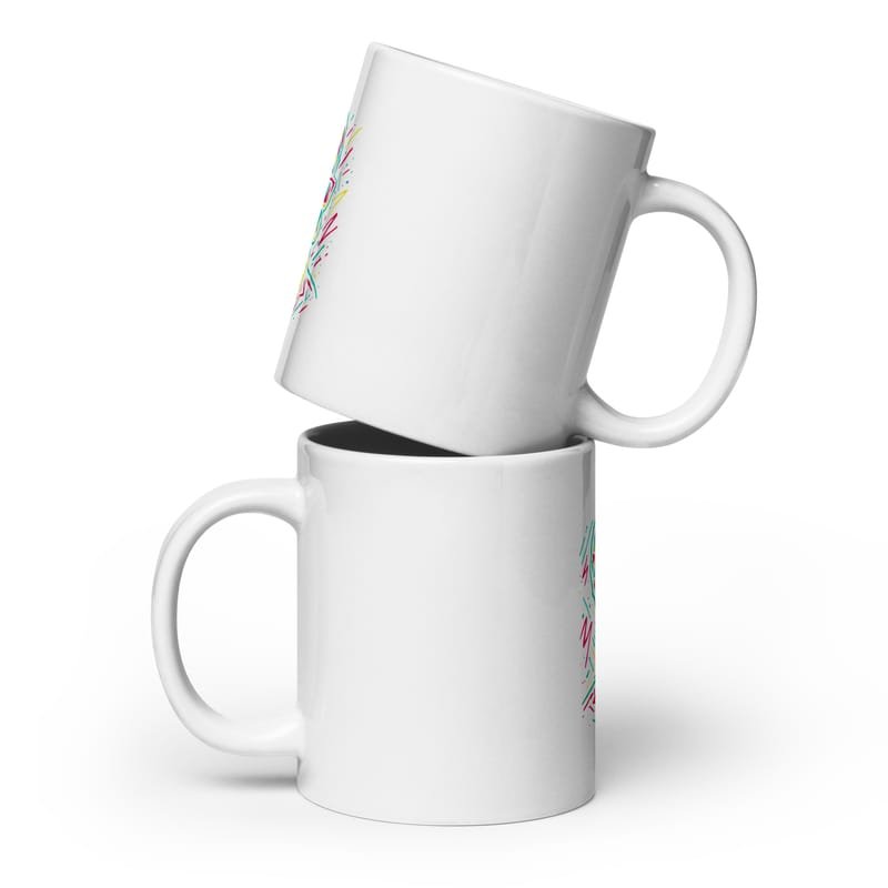 White glossy mug Neon Queen_ Vibrant Afro Streetwear Glow-Original - Image 3