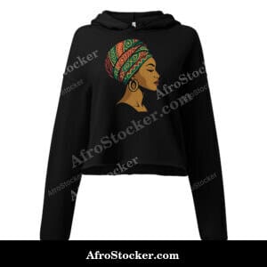 Crop Hoodie Elegant African Woman in Vibrant Wax Headwrap-Original