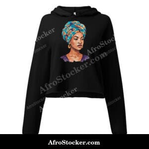 Crop Hoodie Regal Woman in Turquoise & Coral Wax Turban-Original