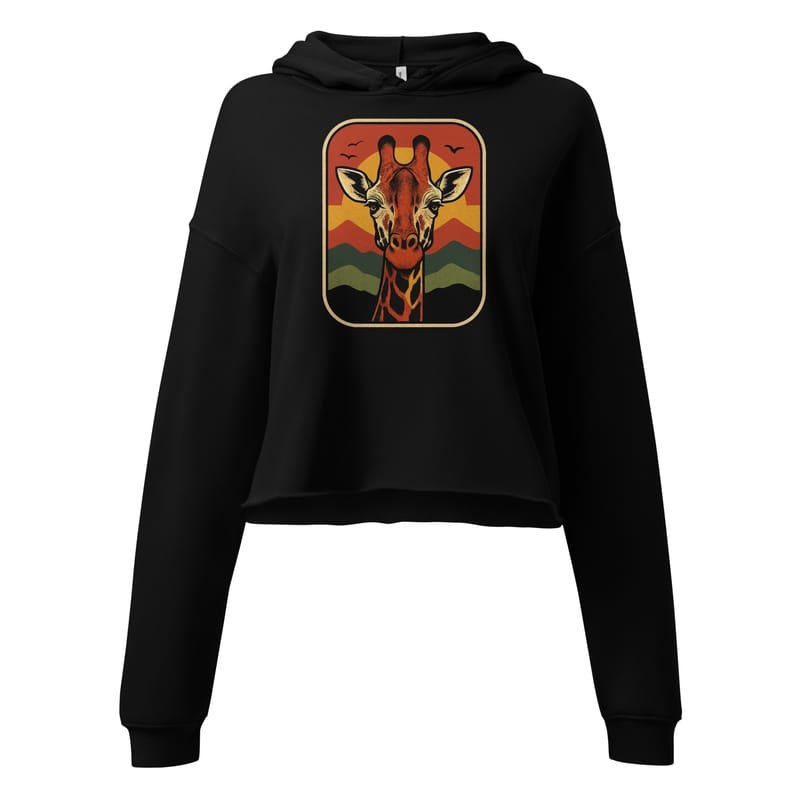 Crop Hoodies Retro Sunset Giraffe Postcard Portrait-Original