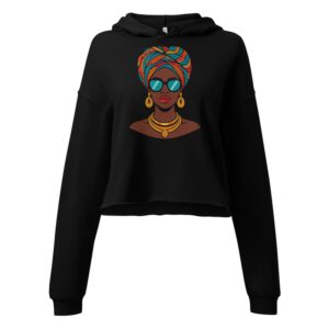 Crop Hoodie Elegant African Queen in Vibrant Wax Headwrap-Original