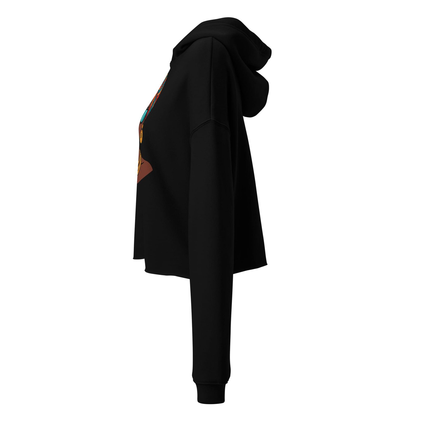 Crop Hoodie Elegant African Queen in Vibrant Wax Headwrap-Original - Image 3