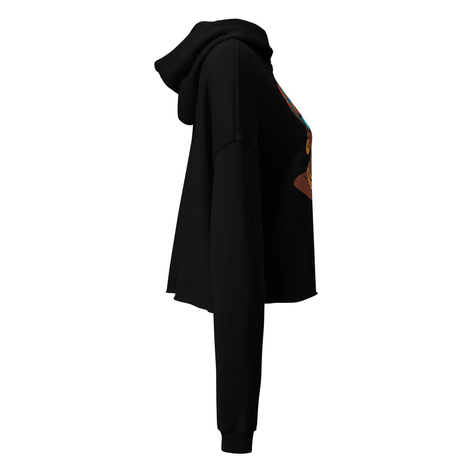 Crop Hoodie Elegant African Queen in Vibrant Wax Headwrap-Original - Image 4