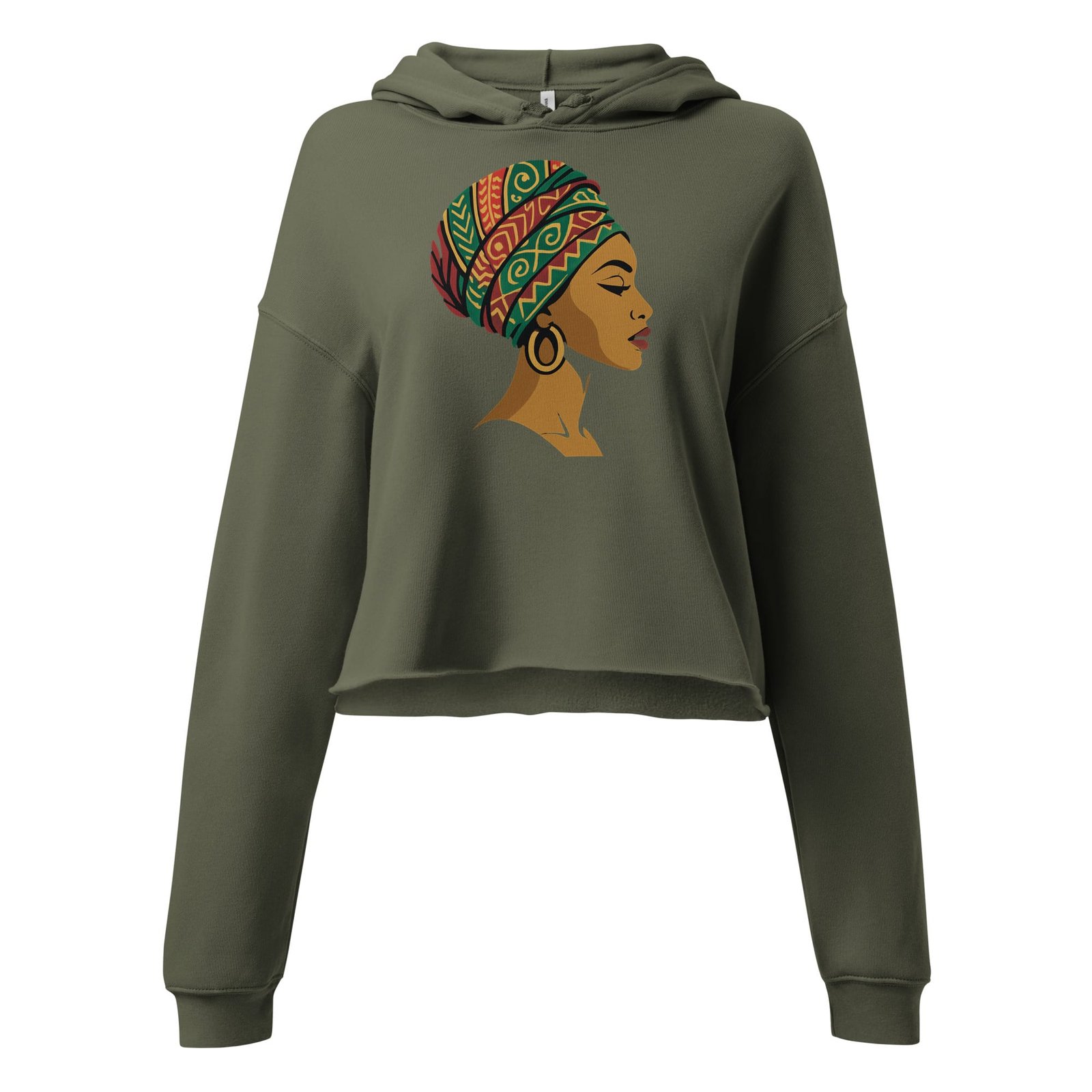Crop Hoodie Elegant African Woman in Vibrant Wax Headwrap-Original - Image 2