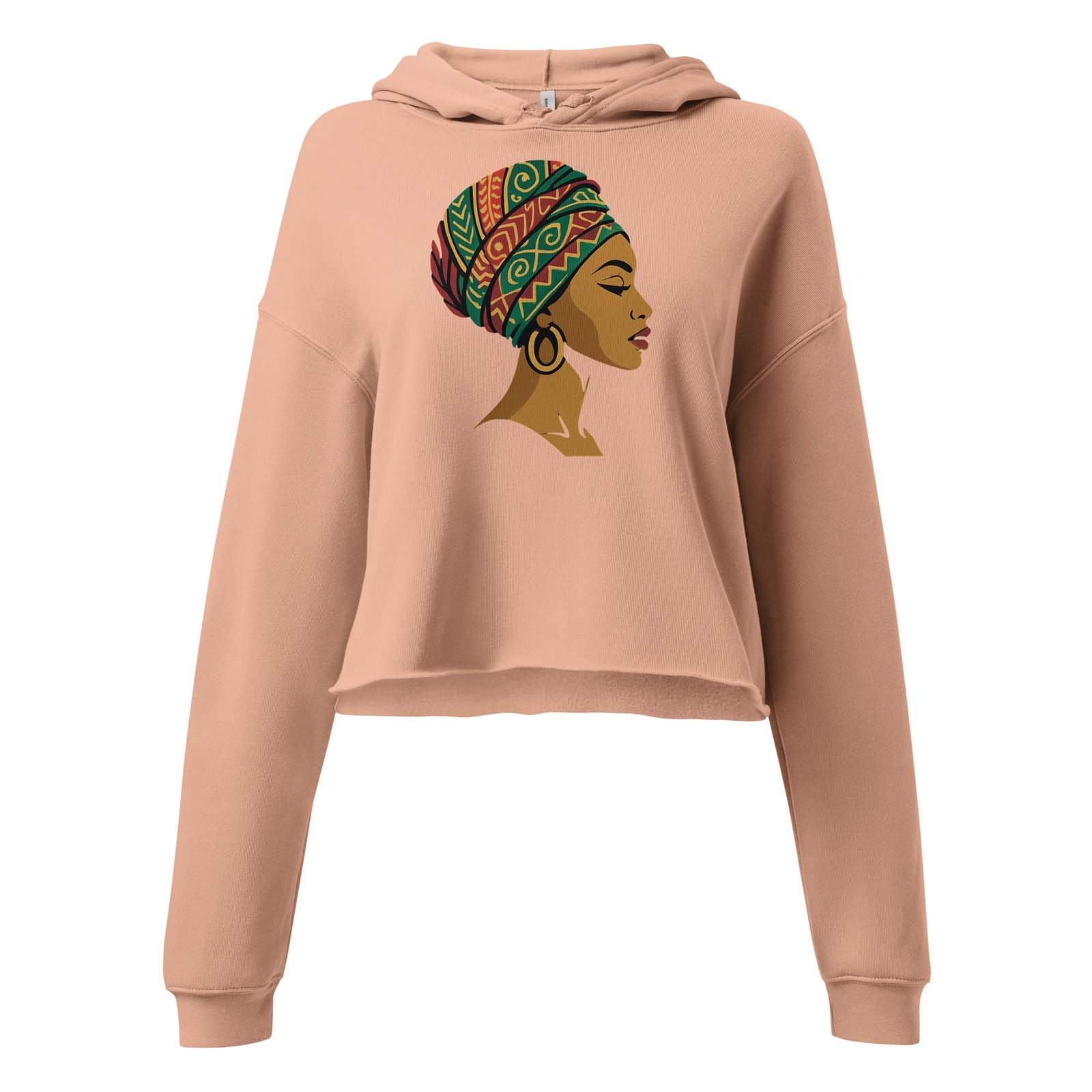 Crop Hoodie Elegant African Woman in Vibrant Wax Headwrap-Original - Image 4