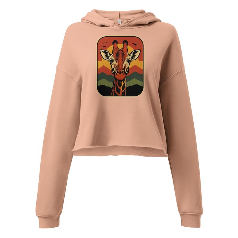 Crop Hoodies Retro Sunset Giraffe Postcard Portrait-Original - Image 4
