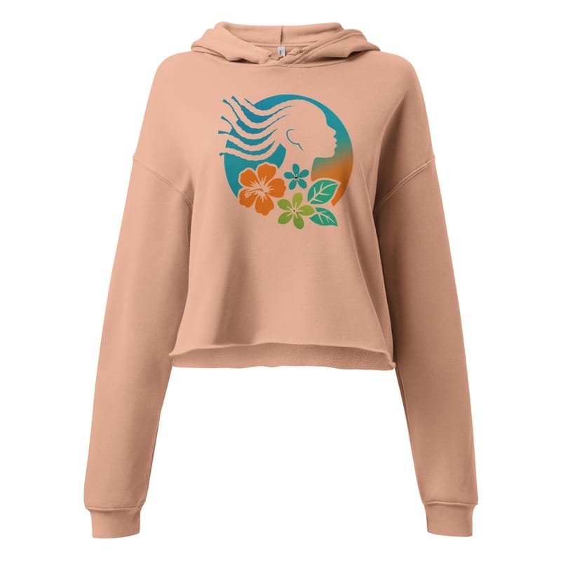 Crop Hoodie Tropical Silhouette with Dynamic Braids & Flowers-Original - Image 4