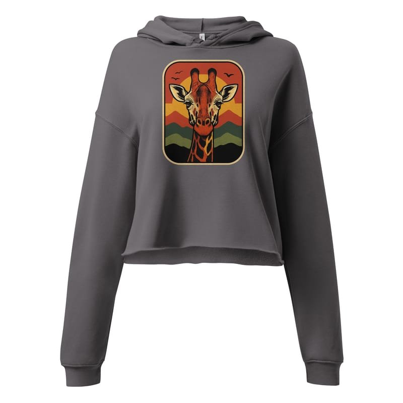 Crop Hoodies Retro Sunset Giraffe Postcard Portrait-Original - Image 3