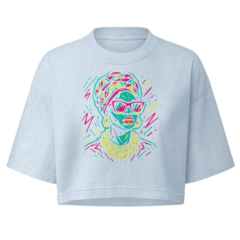Women’s garment dye cropped tee Neon Queen_ Vibrant Afro Streetwear Glow-Original - Image 2