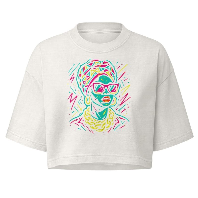 Women’s garment dye cropped tee Neon Queen_ Vibrant Afro Streetwear Glow-Original - Image 3