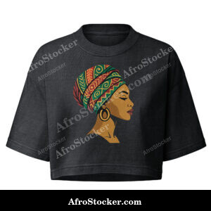Women’s garment dye cropped tee Elegant African Woman in Vibrant Wax Headwrap-Original