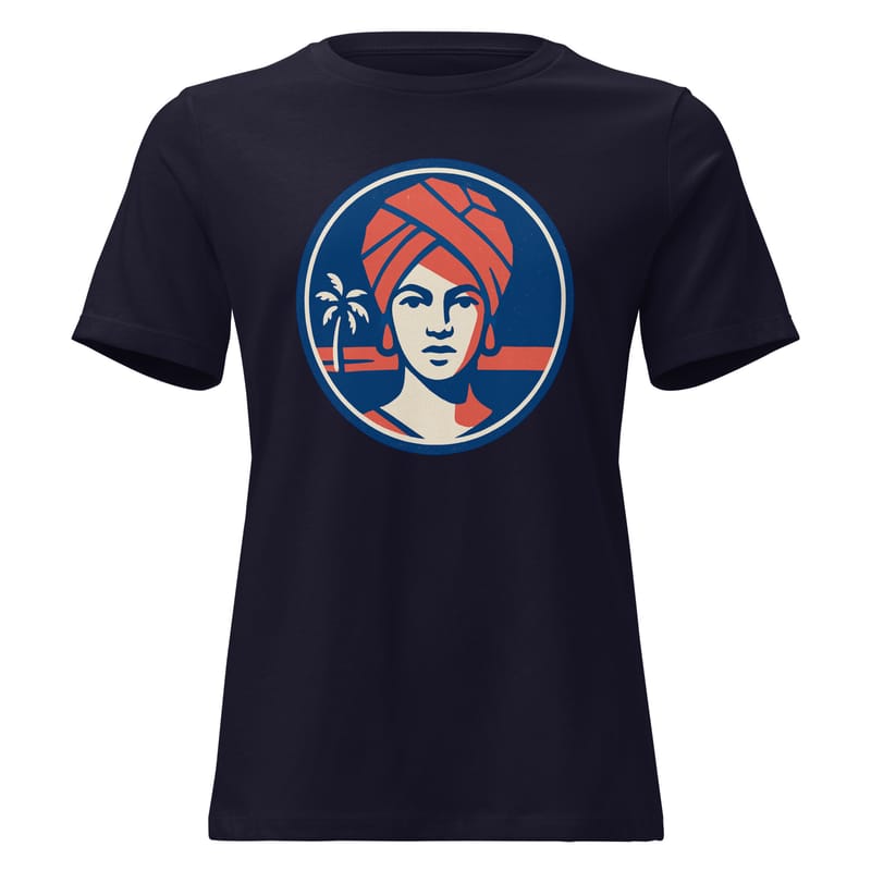 Women's Relaxed T-Shirt Geometric Turbaned Woman Retro Travel Badge-Original