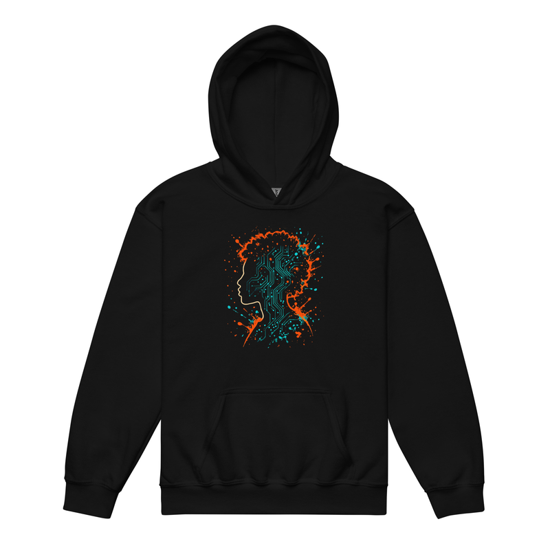 Youth heavy blend hoodie Afro-Futurist Circuit Silhouette Splash-Original