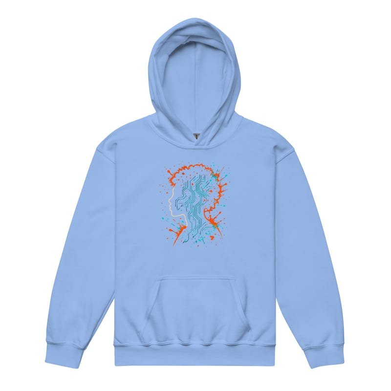 Youth heavy blend hoodie Afro-Futurist Circuit Silhouette Splash-Original - Image 5