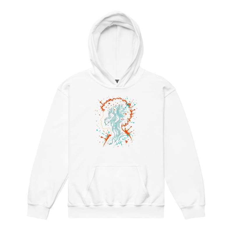 Youth heavy blend hoodie Afro-Futurist Circuit Silhouette Splash-Original - Image 8
