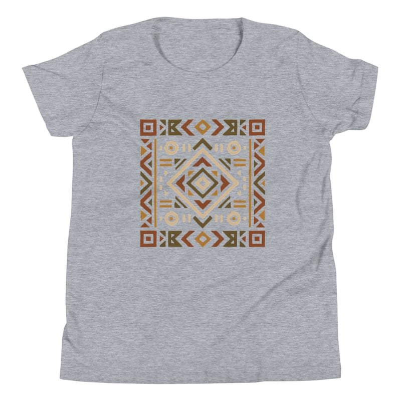 Youth Short Sleeve T-Shirt Bold African Geometric Harmony in Earthy Tones-Original - Image 11