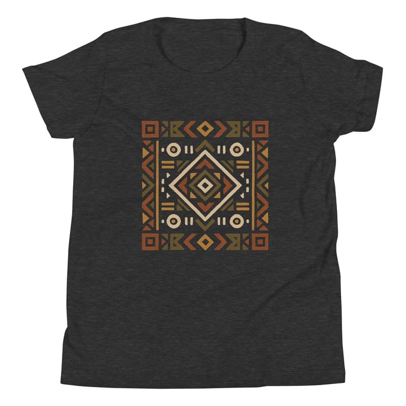 Youth Short Sleeve T-Shirt Bold African Geometric Harmony in Earthy Tones-Original - Image 5