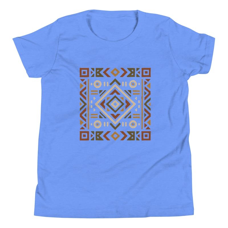 Youth Short Sleeve T-Shirt Bold African Geometric Harmony in Earthy Tones-Original - Image 10