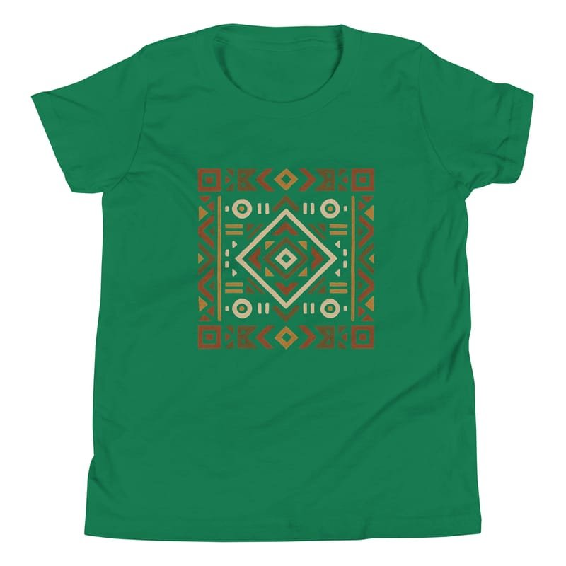 Youth Short Sleeve T-Shirt Bold African Geometric Harmony in Earthy Tones-Original - Image 9
