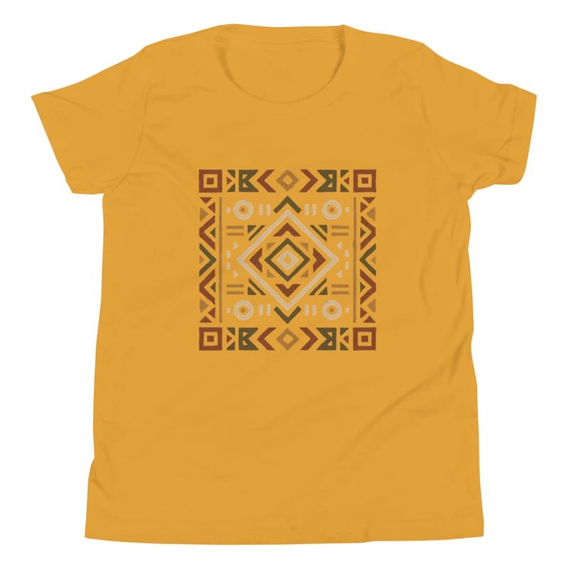 Youth Short Sleeve T-Shirt Bold African Geometric Harmony in Earthy Tones-Original - Image 12
