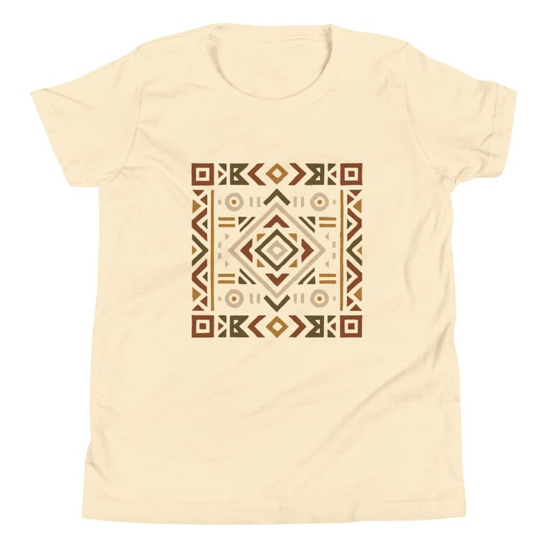 Youth Short Sleeve T-Shirt Bold African Geometric Harmony in Earthy Tones-Original - Image 15