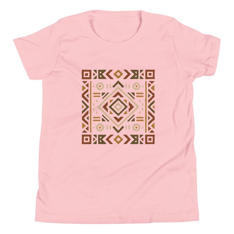 Youth Short Sleeve T-Shirt Bold African Geometric Harmony in Earthy Tones-Original - Image 13