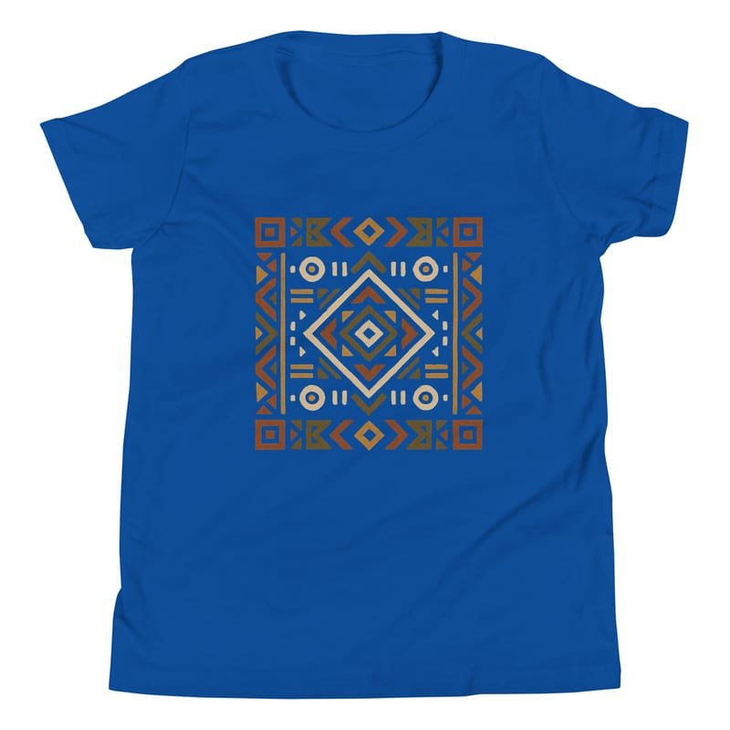 Youth Short Sleeve T-Shirt Bold African Geometric Harmony in Earthy Tones-Original - Image 6