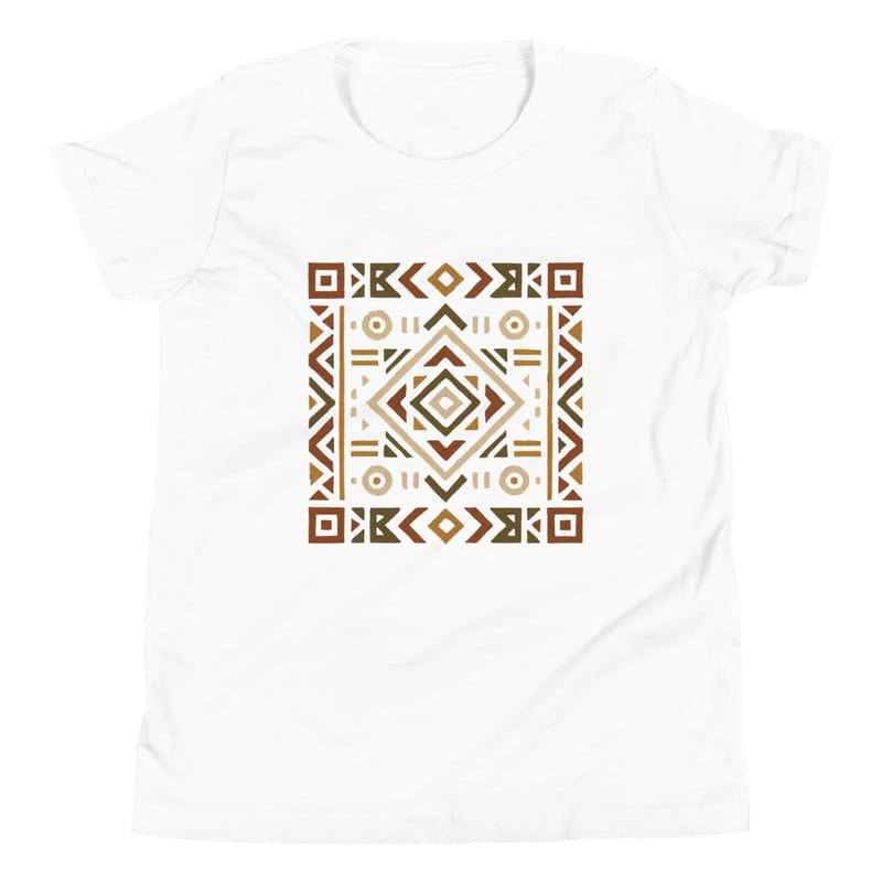 Youth Short Sleeve T-Shirt Bold African Geometric Harmony in Earthy Tones-Original - Image 16